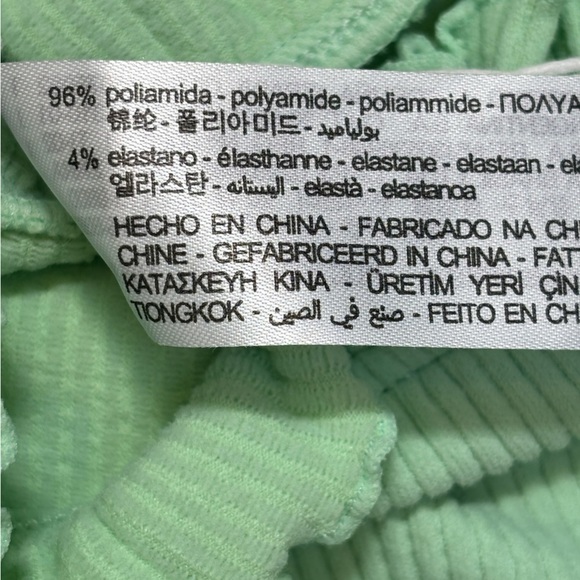 NWT Zara Light Green ribbed ruffle sleeveless crop top, size Xs/S - Picture 7 of 7